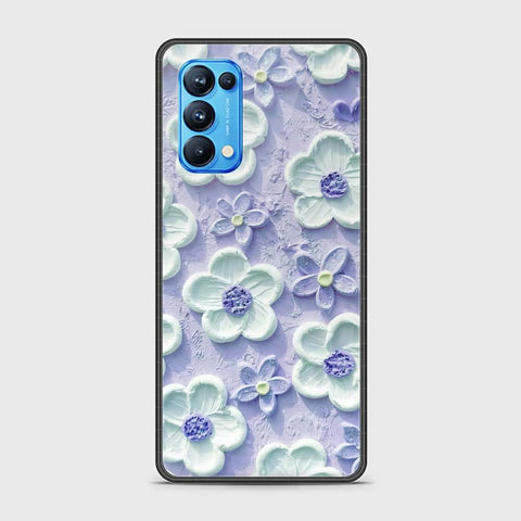 Oppo Reno 5 Pro Cover - Floral Series - Design 4 - Purple & White - HQ Ultra Shine Premium Infinity Glass Soft Silicon Borders Case