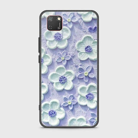 Huawei Y5p Cover - Floral Series - Design 4 - Purple & White - HQ Ultra Shine Premium Infinity Glass Soft Silicon Borders Case