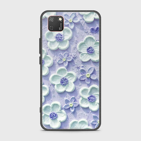 Honor 9S Cover - Floral Series - Design 4 - Purple & White - HQ Ultra Shine Premium Infinity Glass Soft Silicon Borders Case