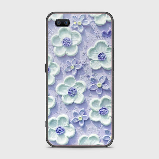 Oppo A3s Cover - Floral Series - Design 4 - Purple & White - HQ Ultra Shine Premium Infinity Glass Soft Silicon Borders Case