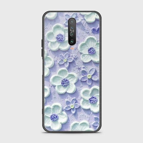 Xiaomi Redmi K30 Cover - Floral Series - Design 4 - Purple & White - HQ Ultra Shine Premium Infinity Glass Soft Silicon Borders Case