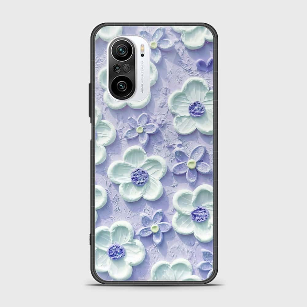 Xiaomi Redmi K40 Pro Cover - Floral Series - Design 4 - Purple & White - HQ Ultra Shine Premium Infinity Glass Soft Silicon Borders Case