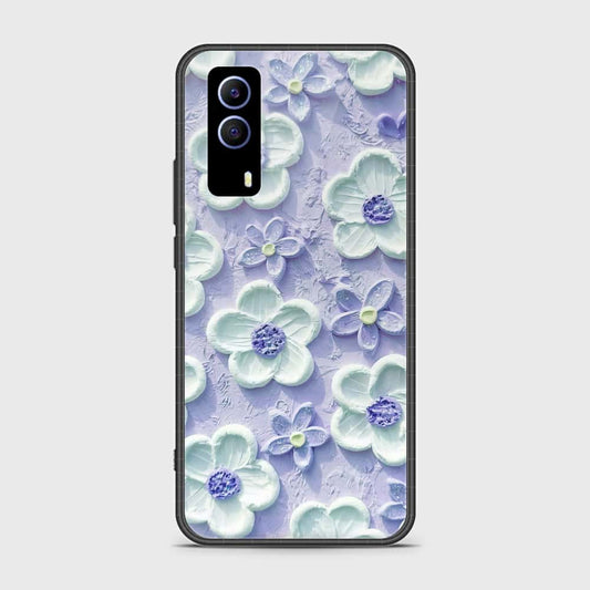 Vivo Y51a Cover - Floral Series - Design 4 - Purple & White - HQ Ultra Shine Premium Infinity Glass Soft Silicon Borders Case