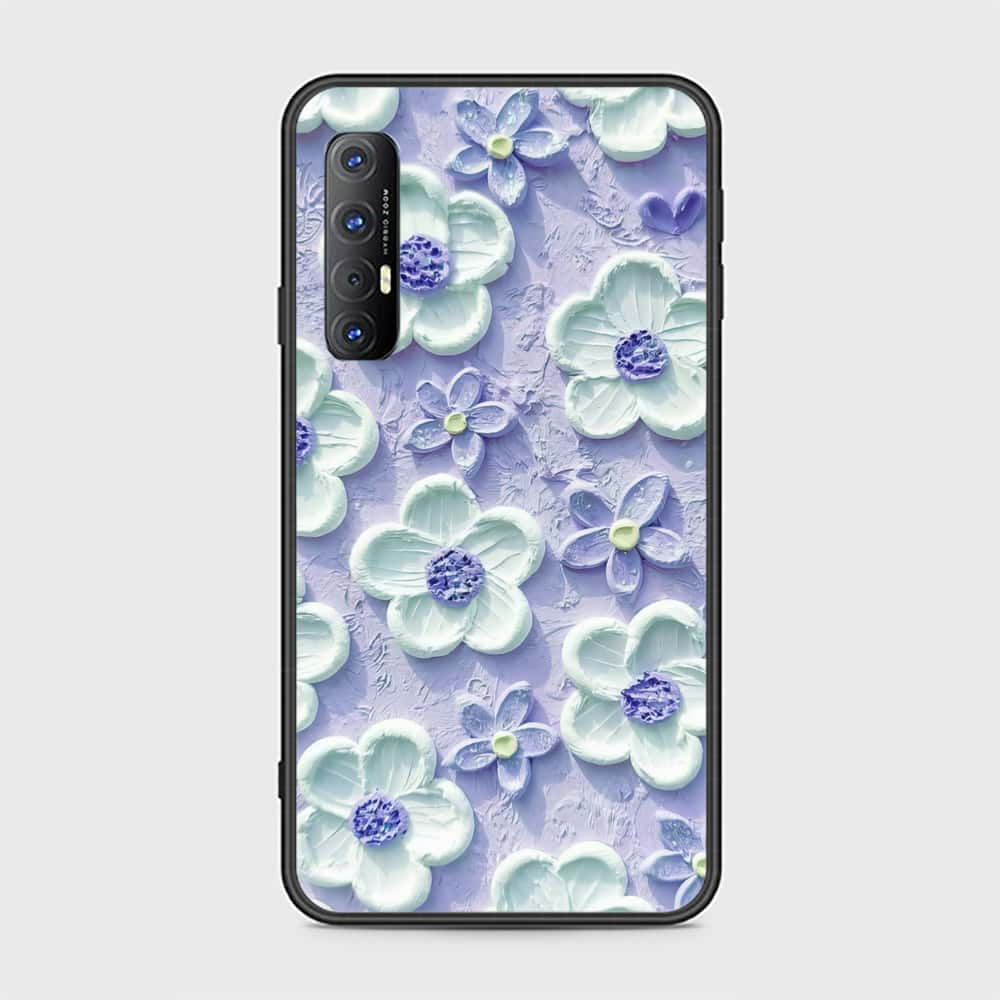 Oppo Reno 3 Pro Cover - Floral Series - Design 4 - Purple & White - HQ Ultra Shine Premium Infinity Glass Soft Silicon Borders Case