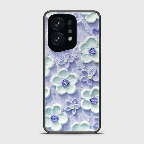 Oppo Find X5 Cover - Floral Series - Design 4 - Purple & White - HQ Ultra Shine Premium Infinity Glass Soft Silicon Borders Case