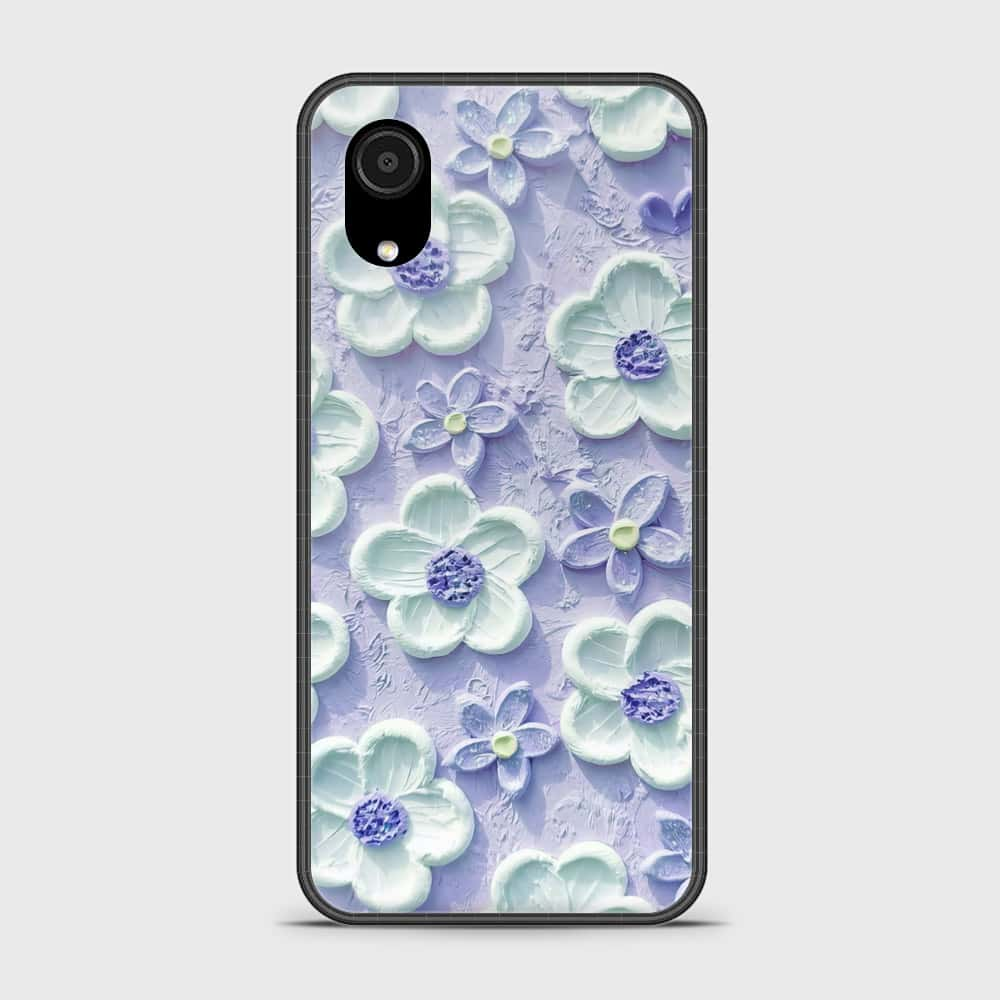 Samsung Galaxy A03 Core Cover - Floral Series - Design 4 - Purple & White - HQ Ultra Shine Premium Infinity Glass Soft Silicon Borders Case