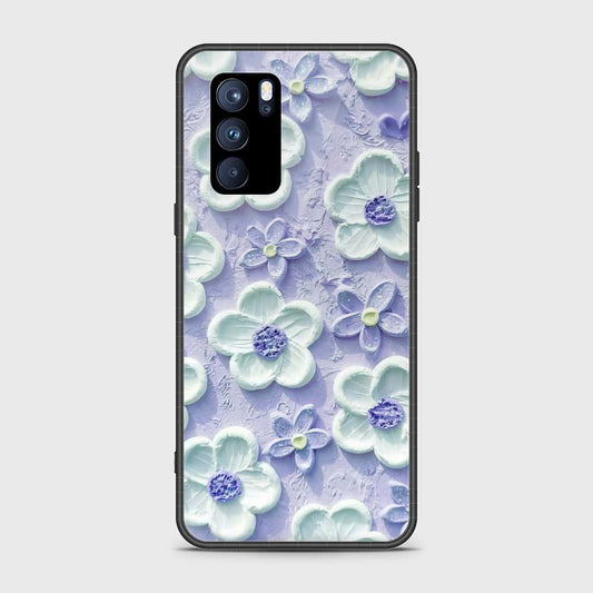 Oppo Reno 6 Pro 5G Cover - Floral Series - Design 4 - Purple & White - HQ Ultra Shine Premium Infinity Glass Soft Silicon Borders Case