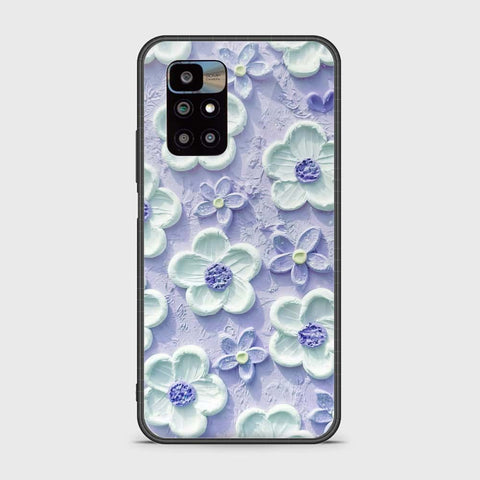 Xiaomi Redmi 10 2022 Cover - Floral Series - Design 4 - Purple & White - HQ Ultra Shine Premium Infinity Glass Soft Silicon Borders Case