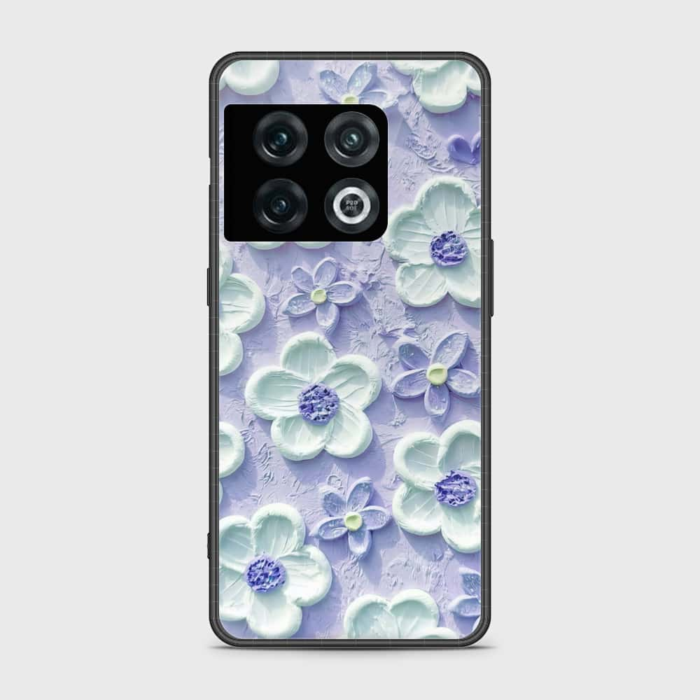 OnePlus 10 Pro Cover - Floral Series - Design 4 - Purple & White - HQ Ultra Shine Premium Infinity Glass Soft Silicon Borders Case