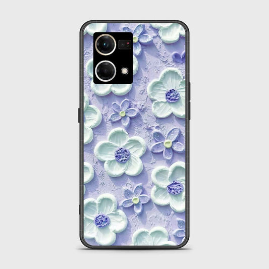 Oppo F21 Pro 4G Cover - Floral Series - Design 4 - Purple & White - HQ Ultra Shine Premium Infinity Glass Soft Silicon Borders Case