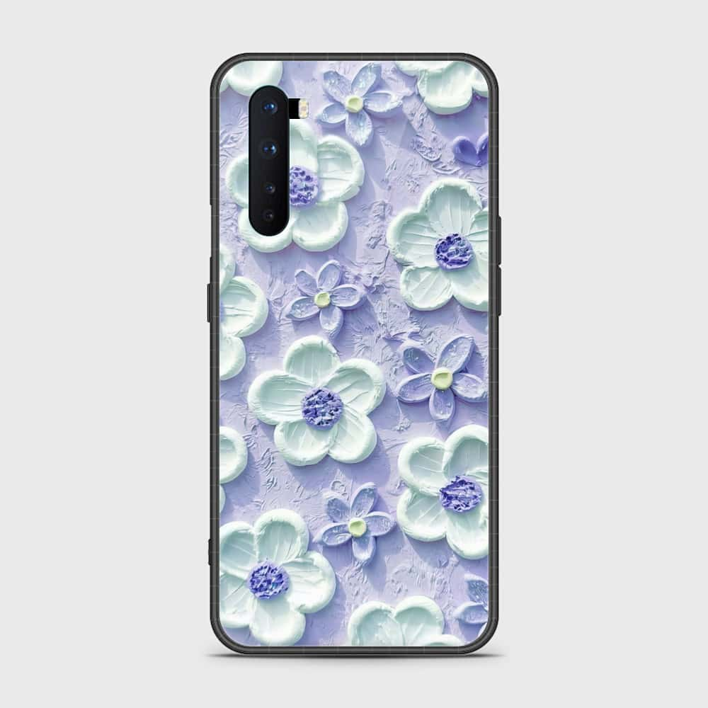 OnePlus Nord Cover - Floral Series - Design 4 - Purple & White - HQ Ultra Shine Premium Infinity Glass Soft Silicon Borders Case