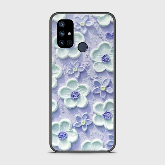 OnePlus Nord N10 5G Cover - Floral Series - Design 4 - Purple & White - HQ Ultra Shine Premium Infinity Glass Soft Silicon Borders Case