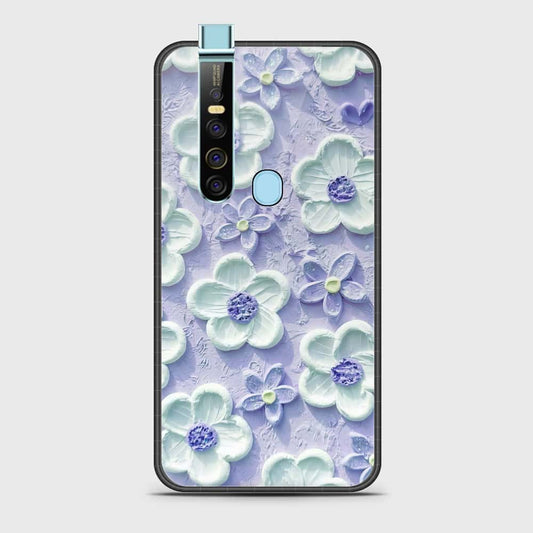 Tecno Camon 15 Pro Cover - Floral Series - Design 4 - Purple & White - HQ Ultra Shine Premium Infinity Glass Soft Silicon Borders Case