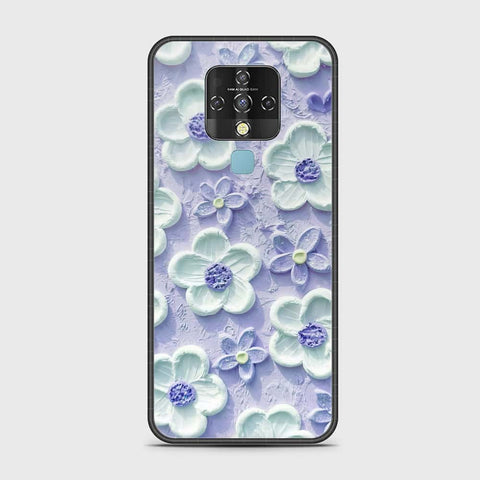 Tecno Camon 16 Cover - Floral Series - Design 4 - Purple & White - HQ Ultra Shine Premium Infinity Glass Soft Silicon Borders Case