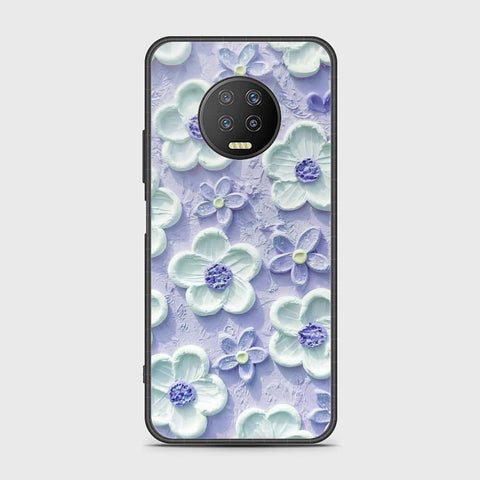 Infinix Note 7 Cover - Floral Series - Design 4 - Purple & White - HQ Ultra Shine Premium Infinity Glass Soft Silicon Borders Case