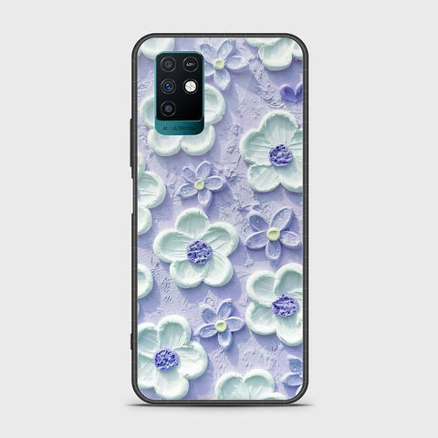 Infinix Note 10 Cover - Floral Series - Design 4 - Purple & White - HQ Ultra Shine Premium Infinity Glass Soft Silicon Borders Case