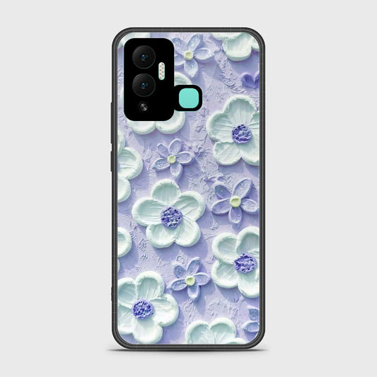 Infinix Hot 12i Cover - Floral Series - Design 4 - Purple & White - HQ Ultra Shine Premium Infinity Glass Soft Silicon Borders Case