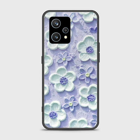 Realme 9 Pro Plus Cover - Floral Series - Design 4 - Purple & Aqua - HQ Ultra Shine Premium Infinity Glass Soft Silicon Borders Case