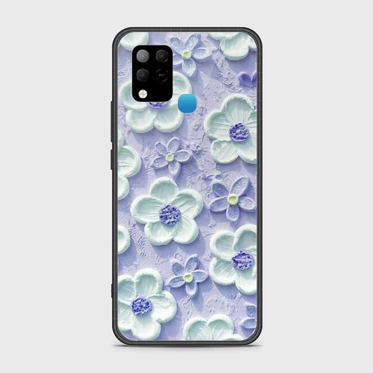 Infinix Hot 10s Cover - Floral Series - Design 4 - Purple & White - HQ Ultra Shine Premium Infinity Glass Soft Silicon Borders Case