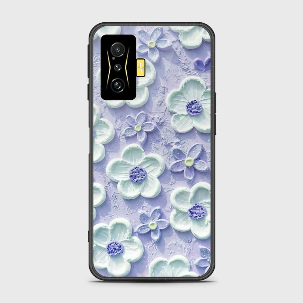 Xiaomi Poco F4 GT Cover - Floral Series - Design 4 - Purple & White - HQ Ultra Shine Premium Infinity Glass Soft Silicon Borders Case