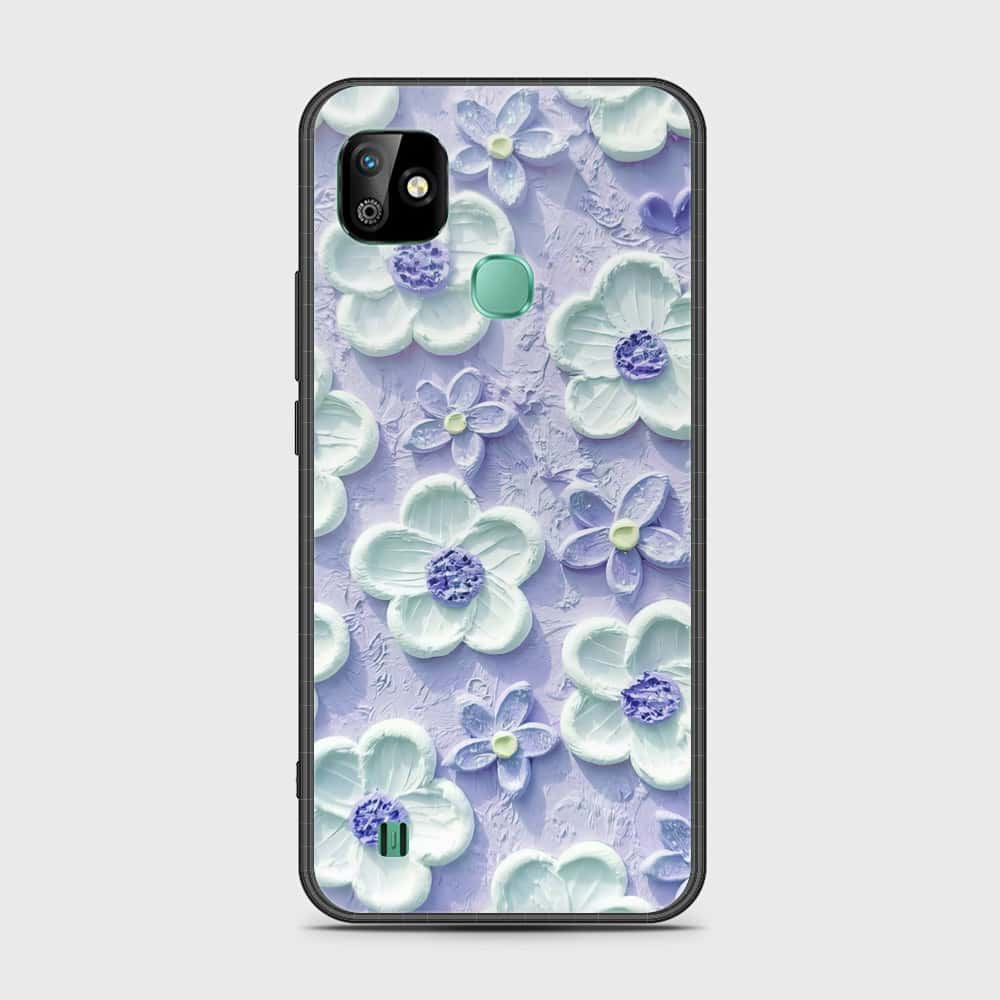 Infinix Smart HD 2021 Cover - Floral Series - Design 4 - Purple & White - HQ Ultra Shine Premium Infinity Glass Soft Silicon Borders Case