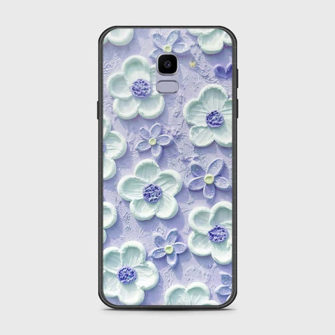 Samsung Galaxy J6 2018 Cover - Floral Series - Design 4 - Purple & White - HQ Ultra Shine Premium Infinity Glass Soft Silicon Borders Case