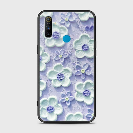 Realme 6i Cover - Floral Series - Design 4 - Purple & White - HQ Ultra Shine Premium Infinity Glass Soft Silicon Borders Case