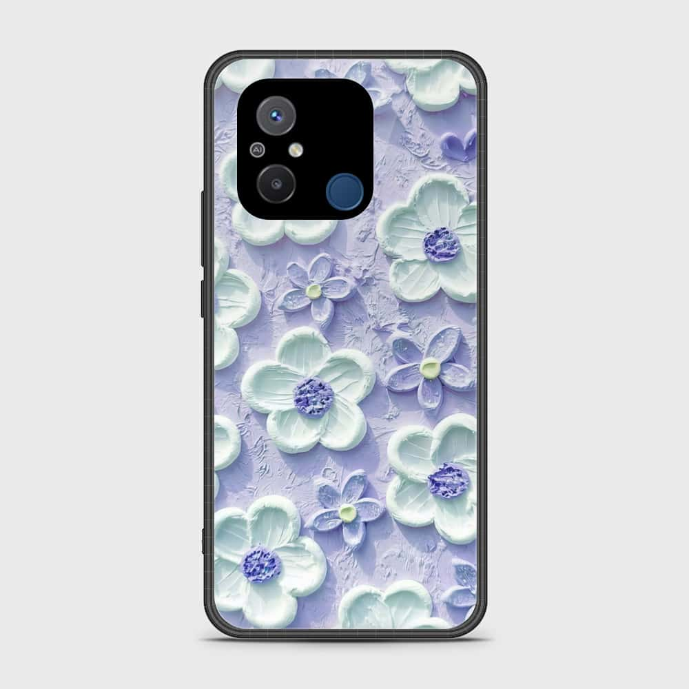 Xiaomi Poco C55 Cover - Floral Series - Design 4 - Purple & White - HQ Ultra Shine Premium Infinity Glass Soft Silicon Borders Case