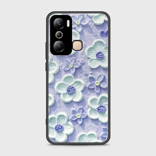 Infinix Hot 20i Cover - Floral Series - Design 4 - Purple & White - HQ Ultra Shine Premium Infinity Glass Soft Silicon Borders Case