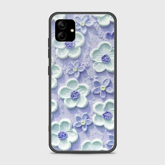 Samsung Galaxy A04e Cover - Floral Series - Design 4 - Purple & White - HQ Ultra Shine Premium Infinity Glass Soft Silicon Borders Case