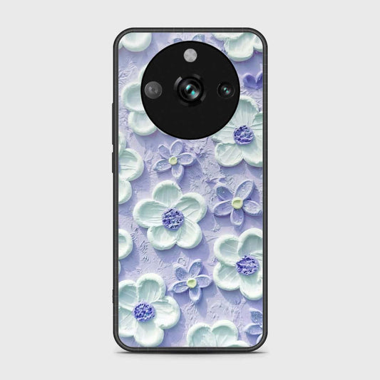 Realme 11 Pro Cover - Floral Series - Design 4 - Purple & White - HQ Ultra Shine Premium Infinity Glass Soft Silicon Borders Case