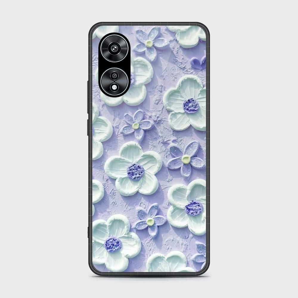 Oppo A97 5G Cover - Floral Series - Design 4 - Purple & White - HQ Ultra Shine Premium Infinity Glass Soft Silicon Borders Case