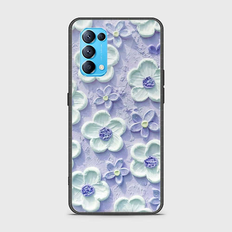 Oppo Reno 5 4G Cover - Floral Series - Design 4 - Purple & White - HQ Ultra Shine Premium Infinity Glass Soft Silicon Borders Case