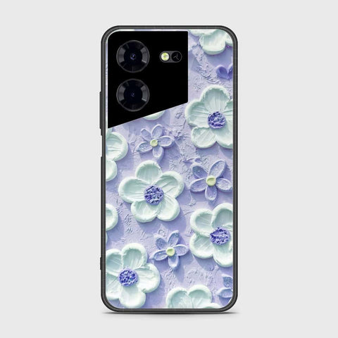 Tecno Pova 5 Pro Cover - Floral Series - Design 4 - Purple & White - HQ Ultra Shine Premium Infinity Glass Soft Silicon Borders Case