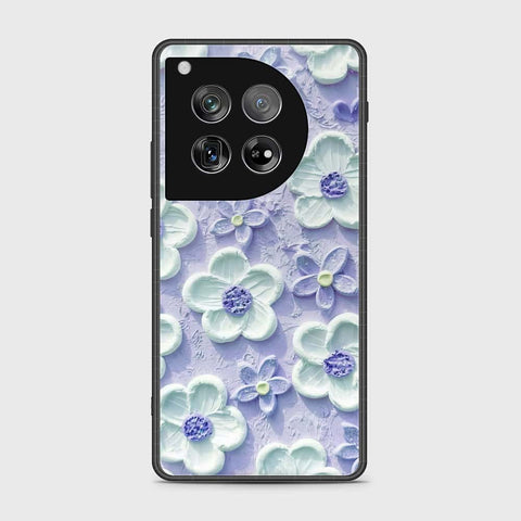 OnePlus 12 Cover - Floral Series - Design 4 - Purple & White - HQ Ultra Shine Premium Infinity Glass Soft Silicon Borders Case