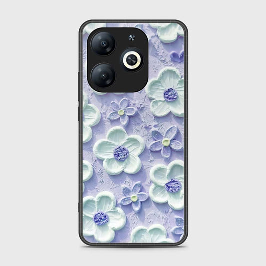 itel P55 4G Cover - Floral Series - Design 4 - Purple & White - HQ Ultra Shine Premium Infinity Glass Soft Silicon Borders Case