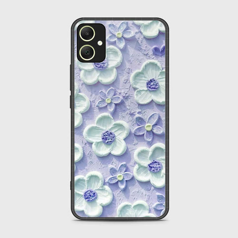 Samsung Galaxy A05 Cover - Floral Series - Design 4 - Purple & White - HQ Ultra Shine Premium Infinity Glass Soft Silicon Borders Case