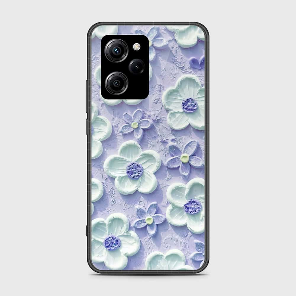 Xiaomi Poco X5 Pro Cover - Floral Series - Design 4 - Purple & White - HQ Ultra Shine Premium Infinity Glass Soft Silicon Borders Case