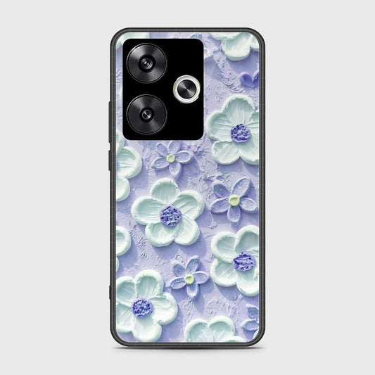 Xiaomi Redmi Turbo 3 Cover - Floral Series - Design 4 - Purple & White - HQ Ultra Shine Premium Infinity Glass Soft Silicon Borders Case