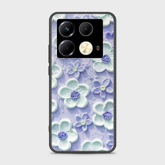 Infinix Note 40 Cover - Floral Series - Design 4 - Purple & White - HQ Ultra Shine Premium Infinity Glass Soft Silicon Borders Case