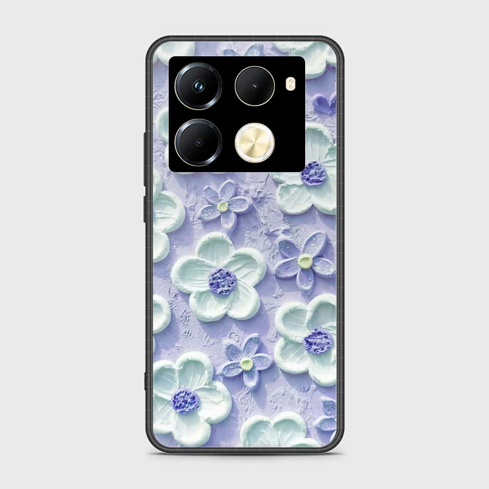 Infinix Note 40 Pro Plus Cover - Floral Series - Design 4 - Purple & White - HQ Ultra Shine Premium Infinity Glass Soft Silicon Borders Case