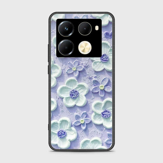 Infinix Note 40 Pro Plus Cover - Floral Series - Design 4 - Purple & Aqua - HQ Ultra Shine Premium Infinity Glass Soft Silicon Borders Case