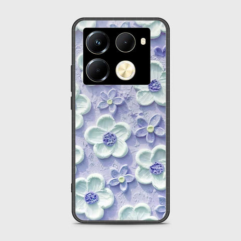 Infinix Note 40 Pro Plus Cover - Floral Series - Design 4 - Purple & White - HQ Ultra Shine Premium Infinity Glass Soft Silicon Borders Case