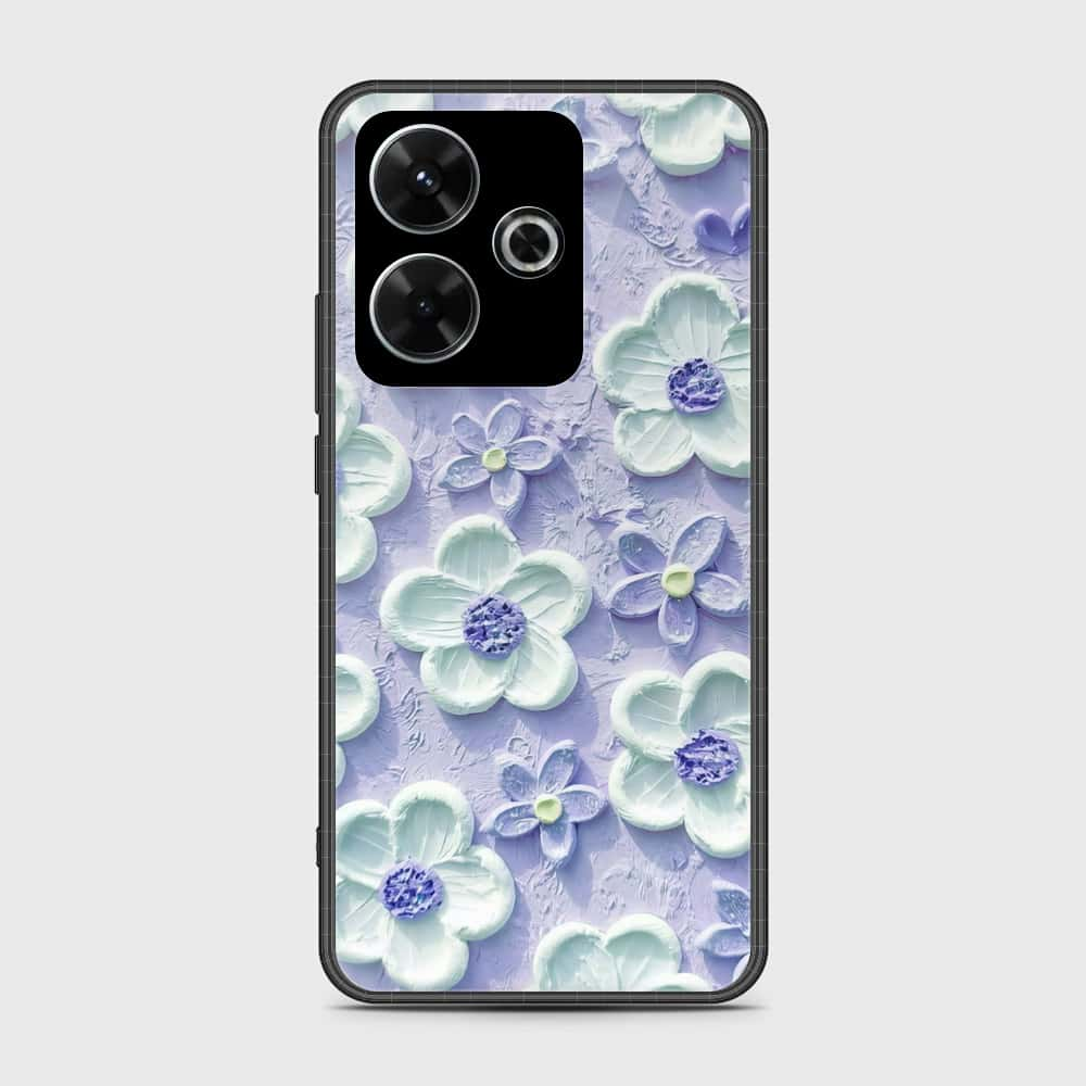 Xiaomi Redmi Note 13R Cover - Floral Series - Design 4 - Purple & White - HQ Ultra Shine Premium Infinity Glass Soft Silicon Borders Case