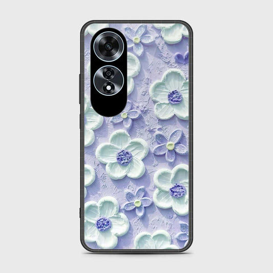 Oppo A60 Cover - Floral Series - Design 4 - Purple & White - HQ Ultra Shine Premium Infinity Glass Soft Silicon Borders Case