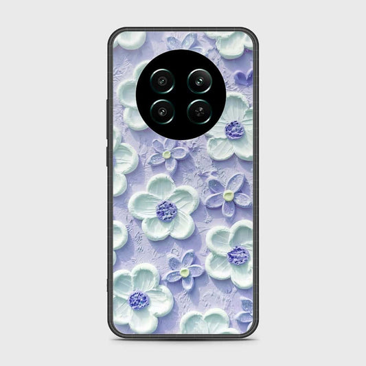 Realme 12 Plus Cover - Floral Series - Design 4 - Purple & White - HQ Ultra Shine Premium Infinity Glass Soft Silicon Borders Case