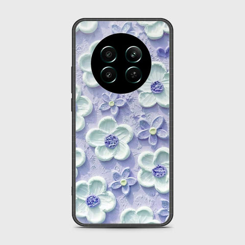 Realme 12 4G Cover - Floral Series - Design 4 - Purple & White - HQ Ultra Shine Premium Infinity Glass Soft Silicon Borders Case