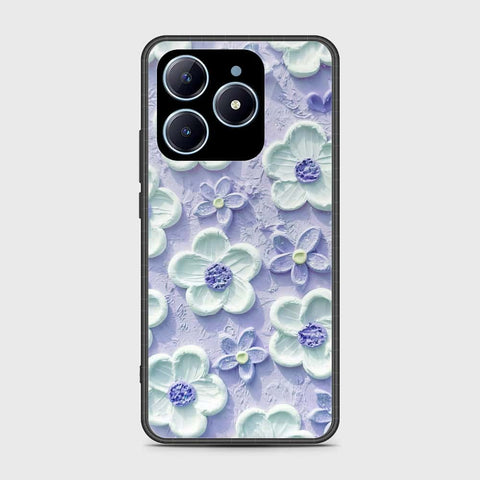 Realme C63 Cover - Floral Series - Design 4 - Purple & White - HQ Ultra Shine Premium Infinity Glass Soft Silicon Borders Case