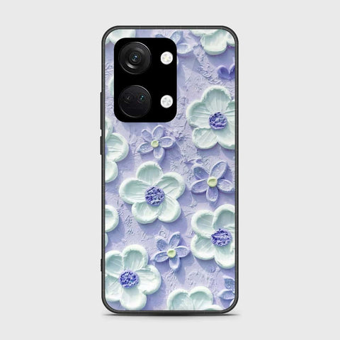 OnePlus Nord 3 Cover - Floral Series - Design 4 - Purple & White - HQ Ultra Shine Premium Infinity Glass Soft Silicon Borders Case