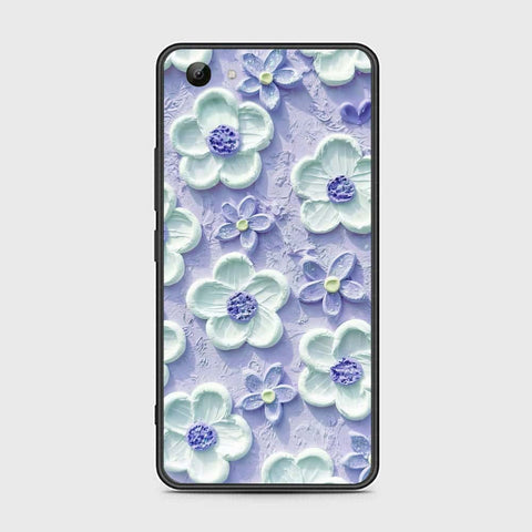 Vivo Y81 Cover - Floral Series - Design 4 - Purple & White - HQ Ultra Shine Premium Infinity Glass Soft Silicon Borders Case